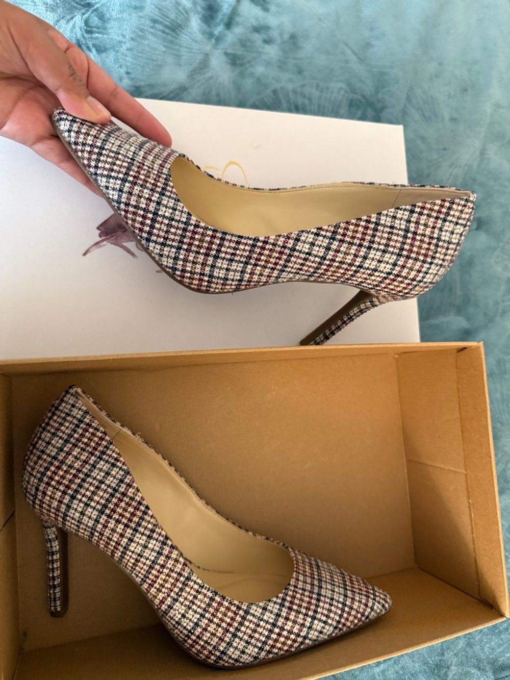 Jessica Simpson Multi-Color Plaid Pointed Toe Pumps NEW